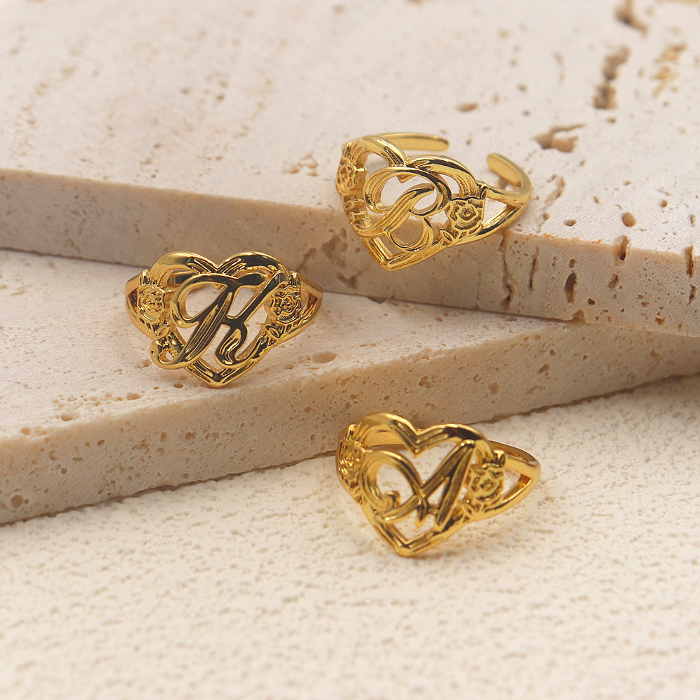 Gold Personalized Initials Hea - Initial Ring Custom 리뷰 및 가격