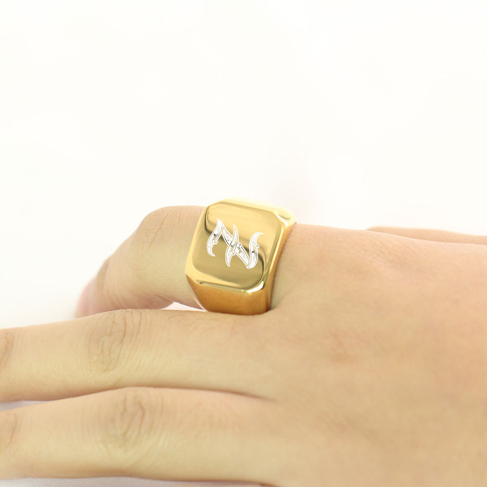 Gold Tone Mens Big Letter Ring - Initial Ring Custom 리뷰 및 가격