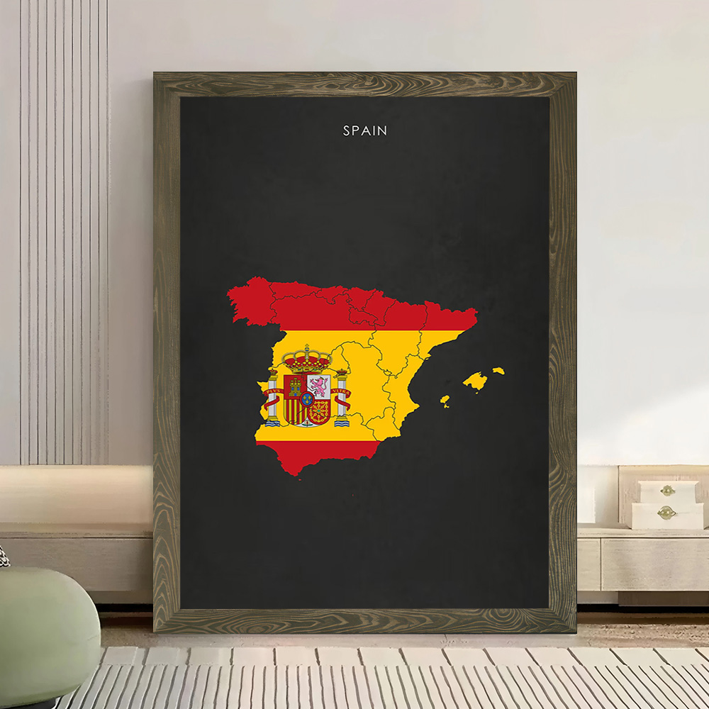 Spain Flag Map Canvas Wall Art - Custom Map Poster 리뷰 및 가격