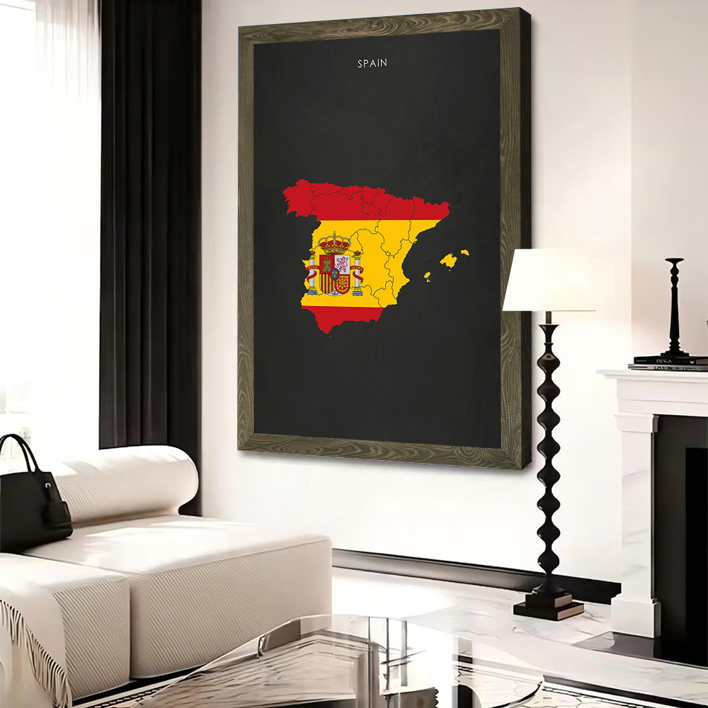 Spain Flag Map Canvas Wall Art - Custom Map Poster 리뷰 및 가격