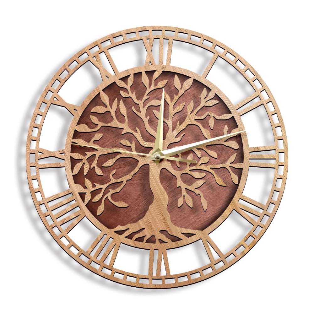 Tree of Life Wooden Wall Clock - Family Tree Print 리뷰 및 가격
