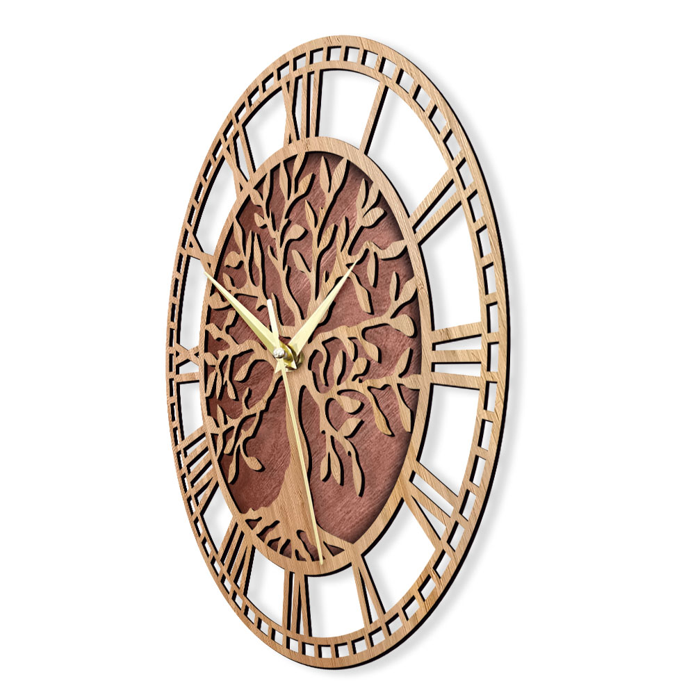 Tree of Life Wooden Wall Clock - Family Tree Print 리뷰 및 가격