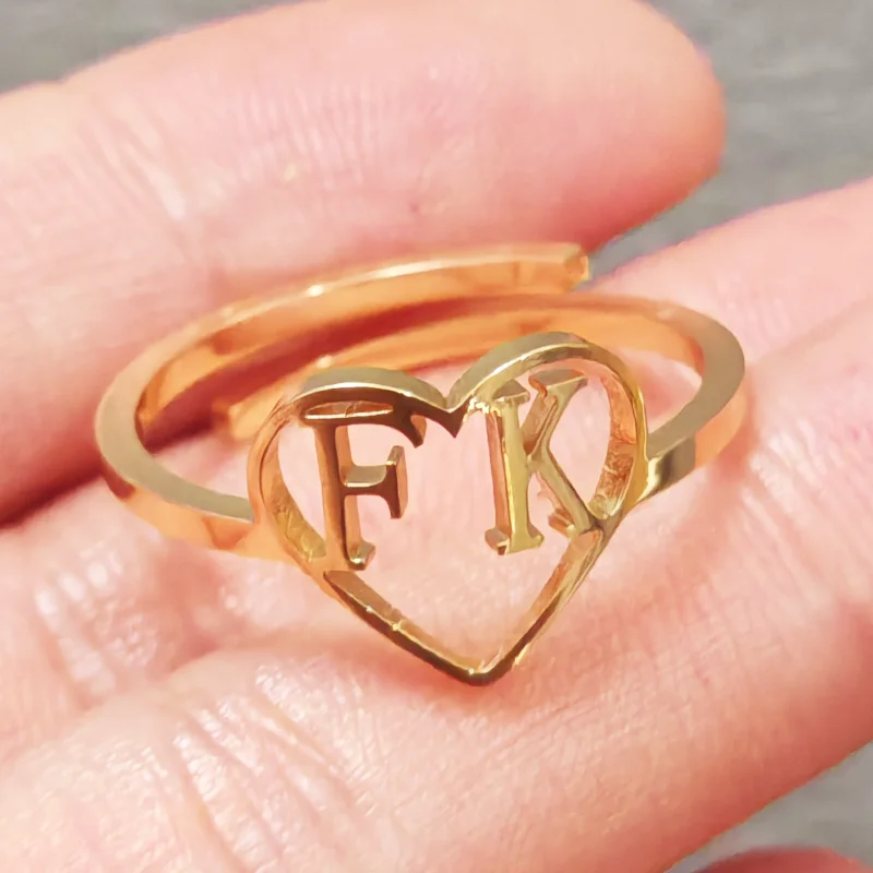 Custom Hollow Name Initials Ri - Initial Ring Custom 리뷰 및 가격