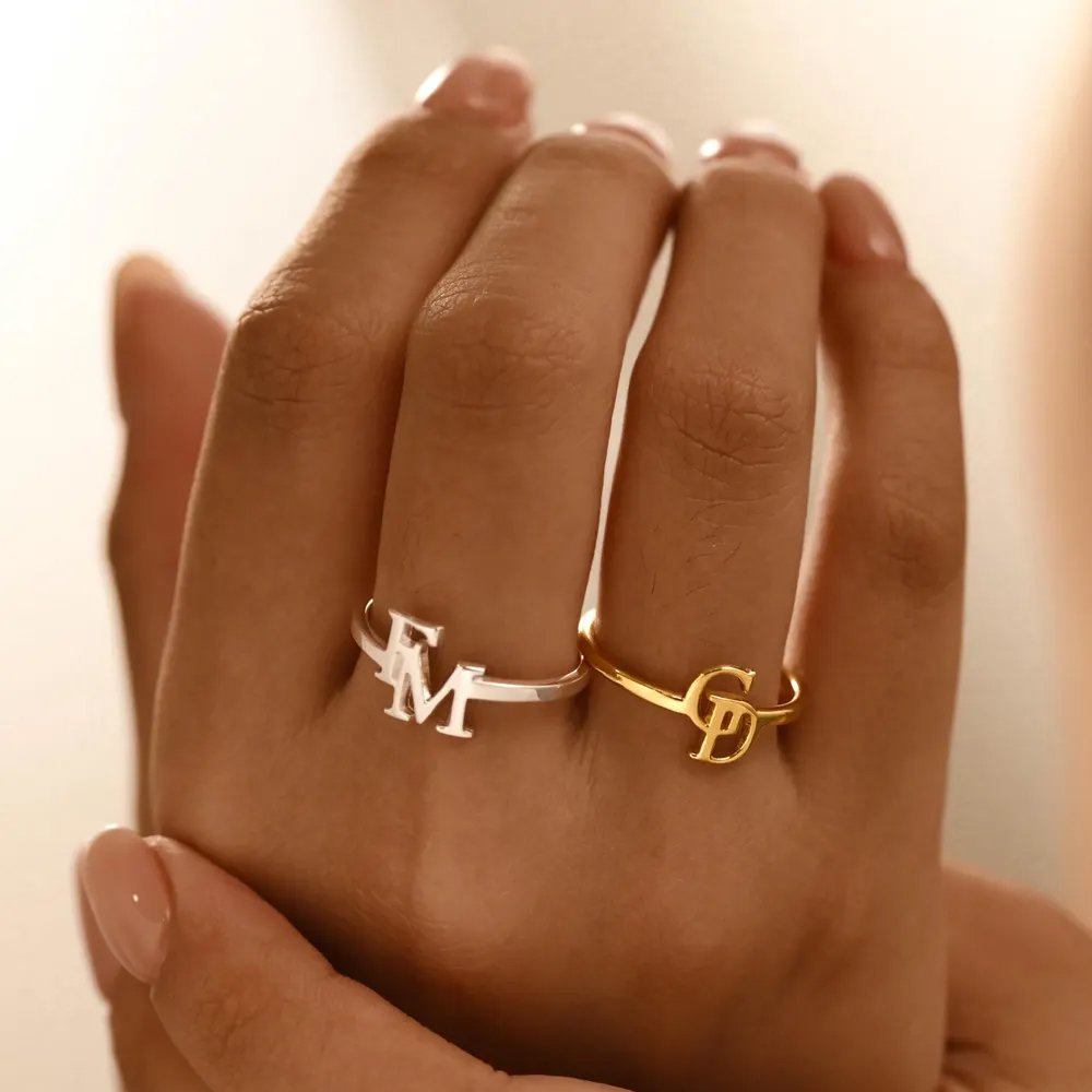 Customized Two Letter Ring for - Initial Ring Custom 리뷰 및 가격