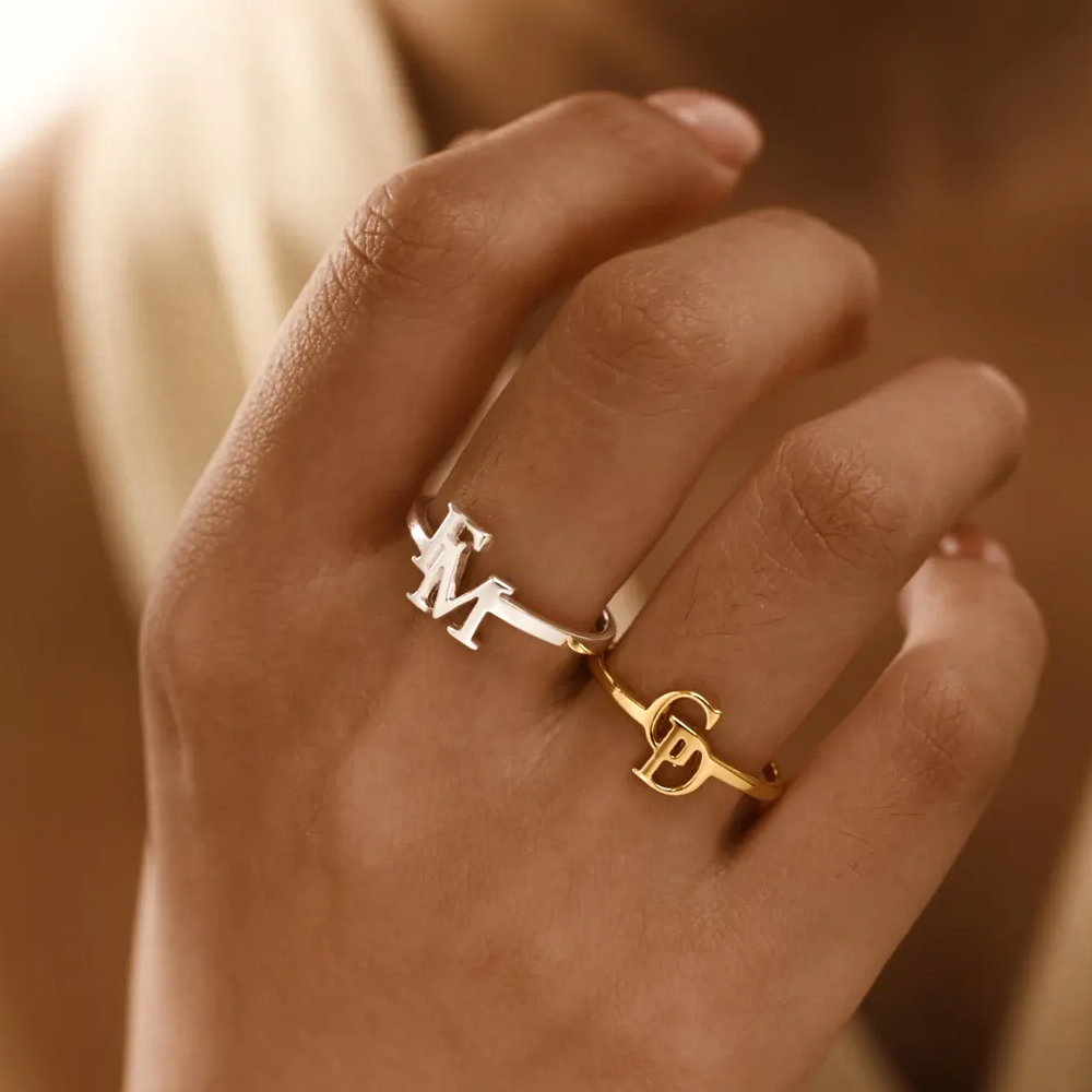 Customized Two Letter Ring for - Initial Ring Custom 리뷰 및 가격