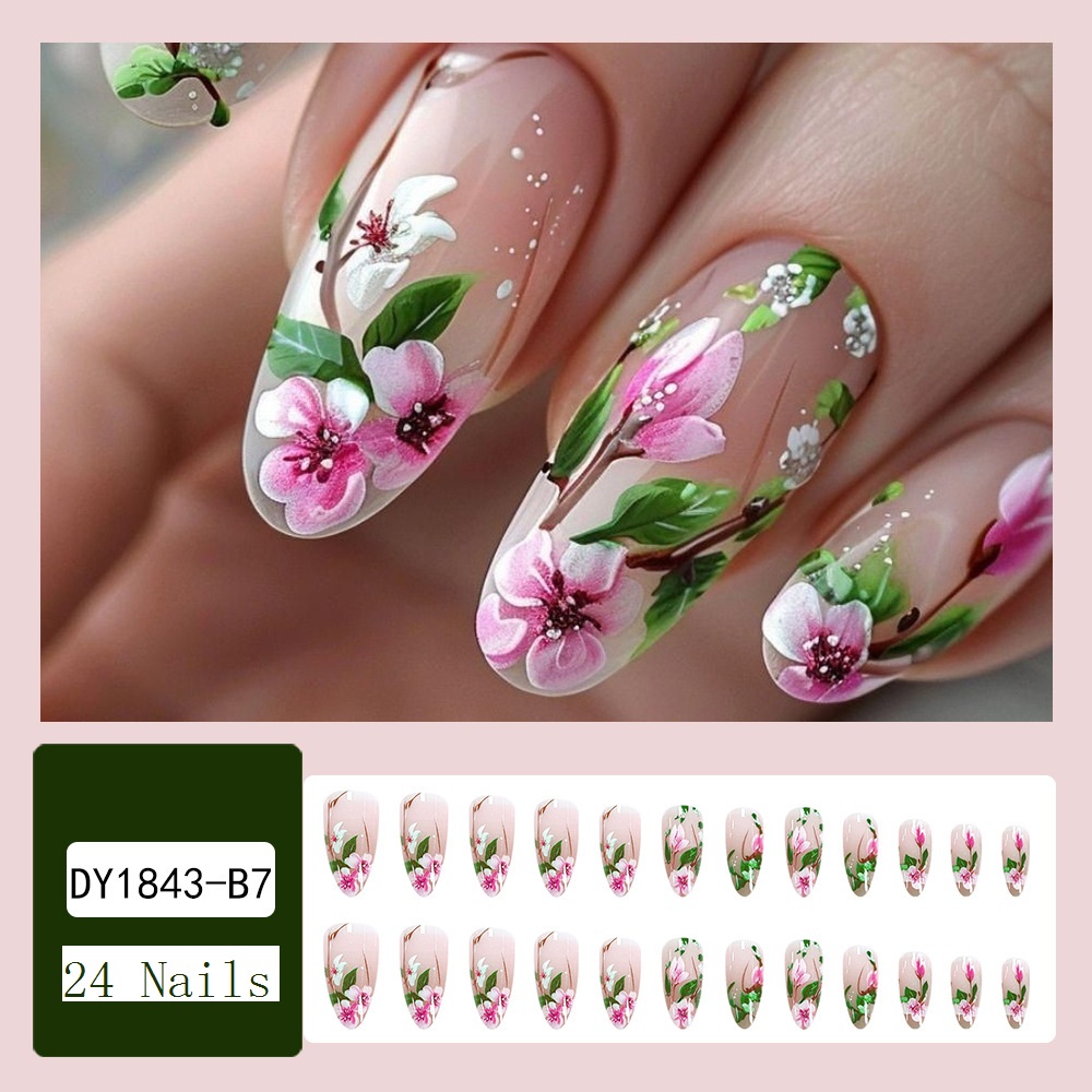 Short Almond Press on Nails 3D - Pressed Flower Art 리뷰 및 가격