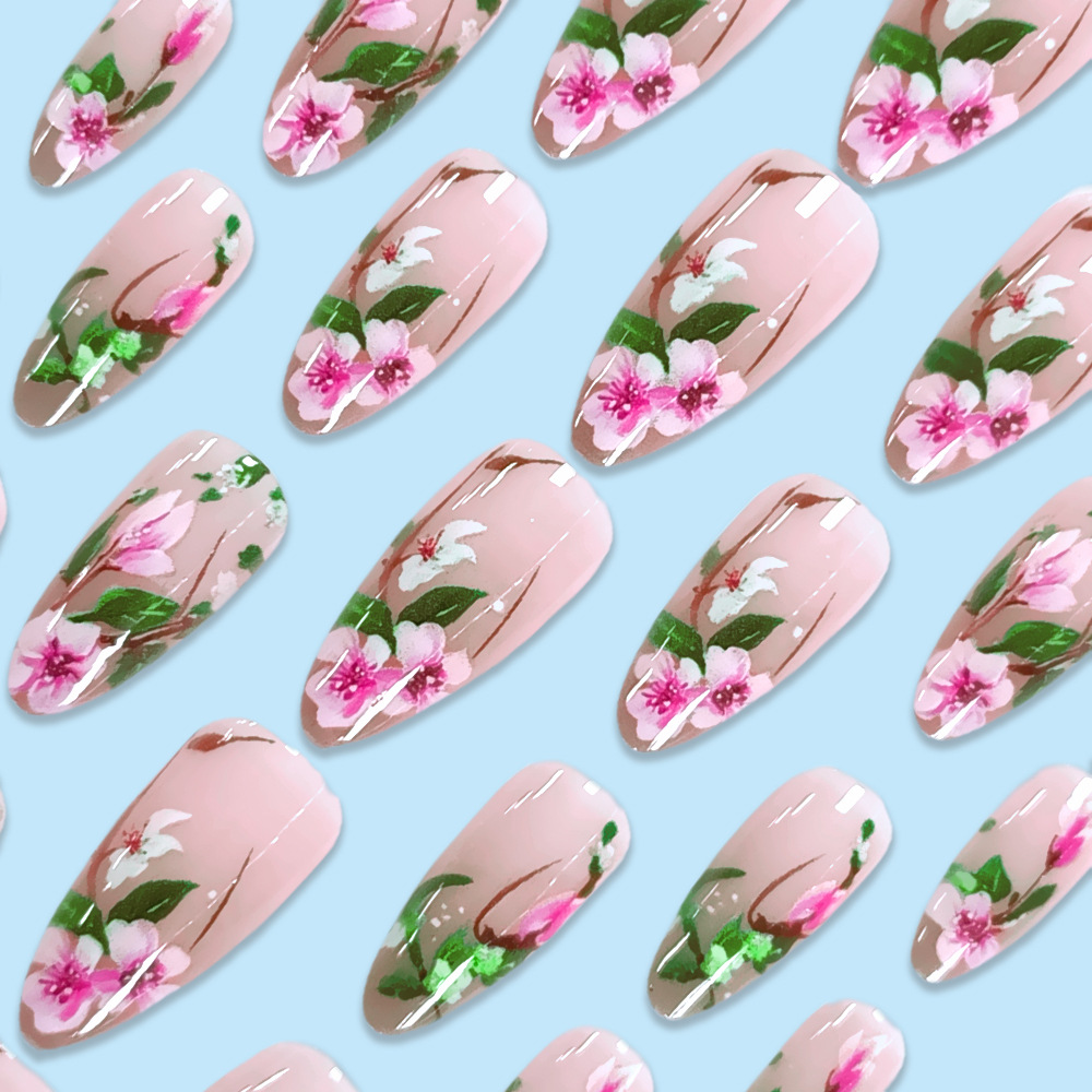 Short Almond Press on Nails 3D - Pressed Flower Art 리뷰 및 가격
