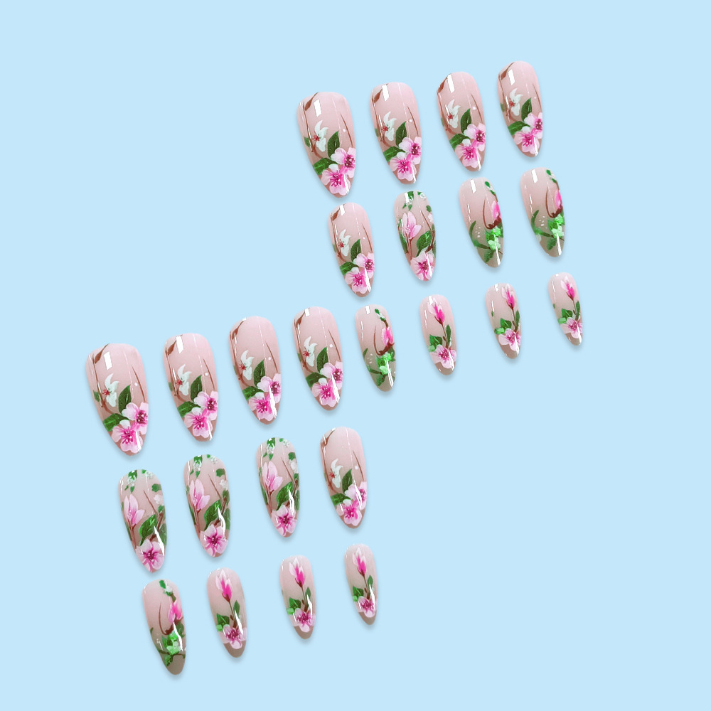 Short Almond Press on Nails 3D - Pressed Flower Art 리뷰 및 가격