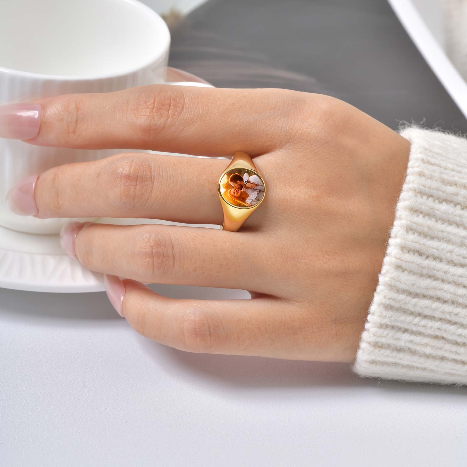 Custom Photo Signet Ring for W - Initial Ring Custom 리뷰 및 가격