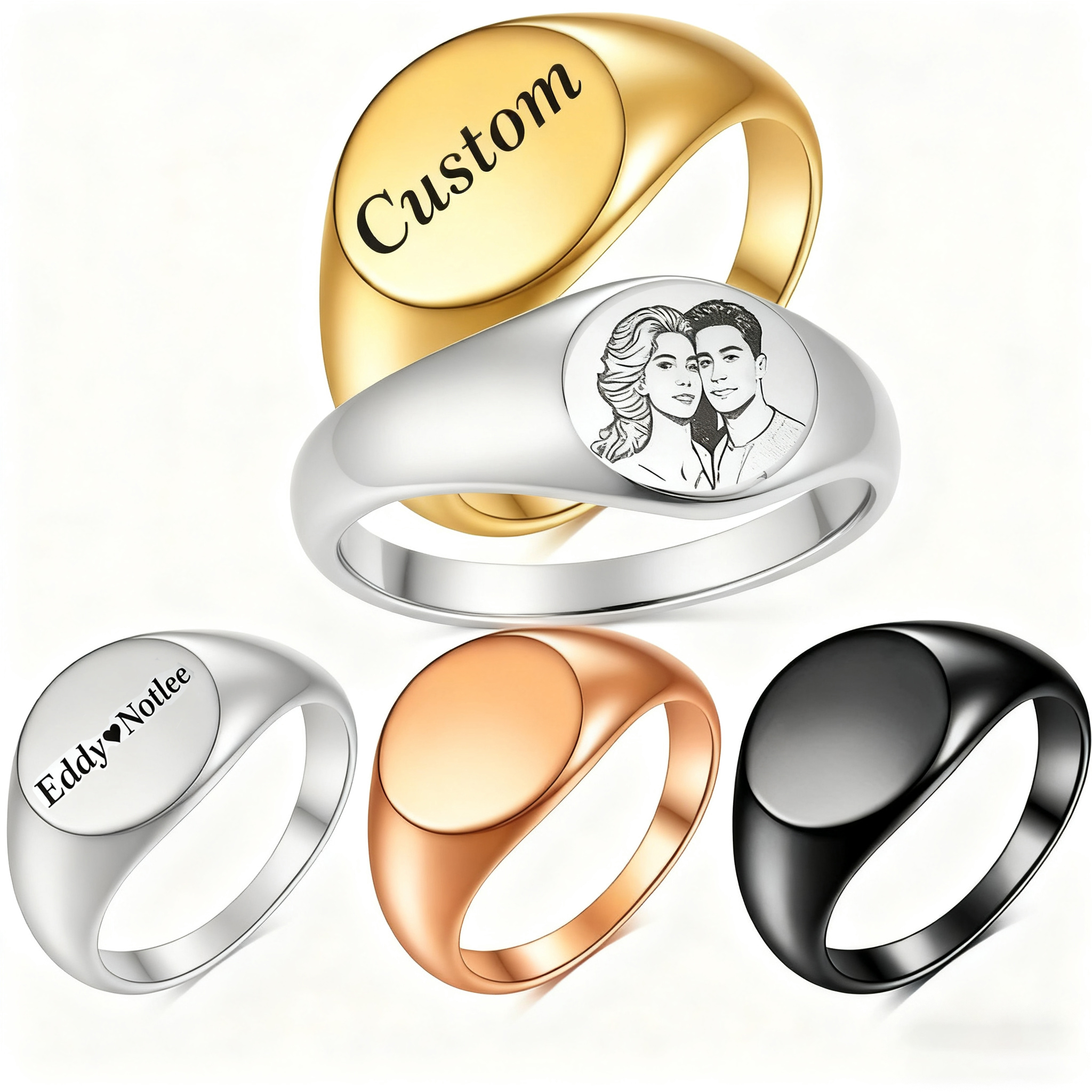 Custom Engraved Picture Logo N - Initial Ring Custom 리뷰 및 가격