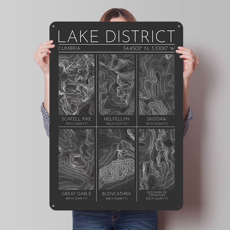 Lake District Mountains Topogr - Custom Map Poster 리뷰 및 가격