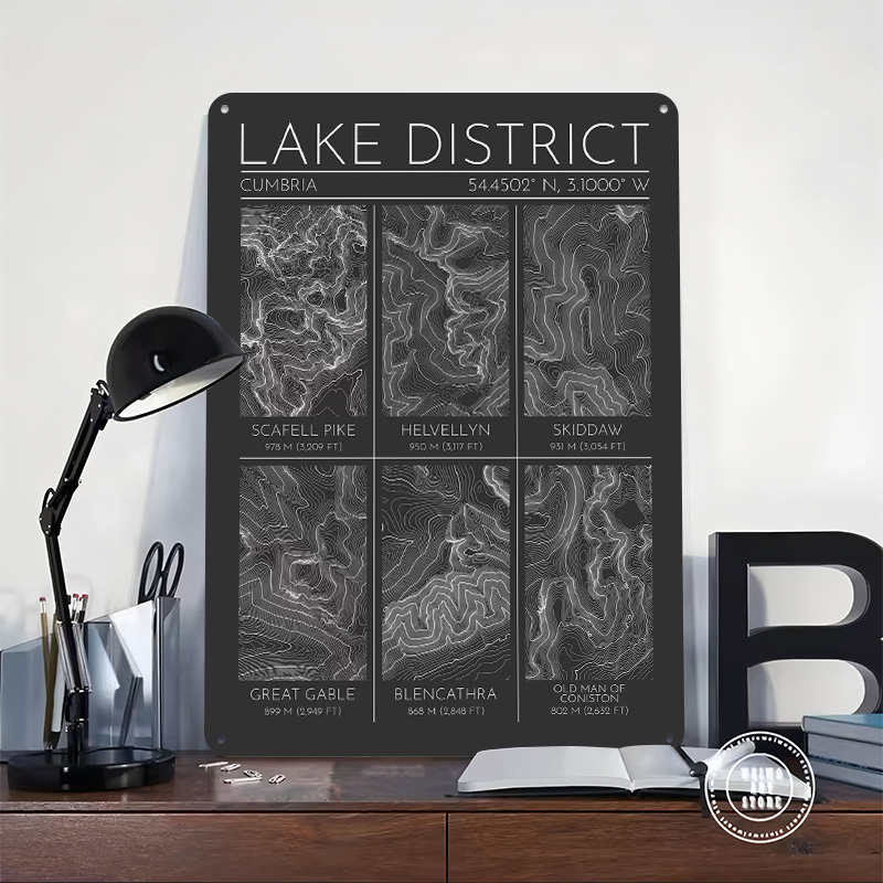 Lake District Mountains Topogr - Custom Map Poster 리뷰 및 가격